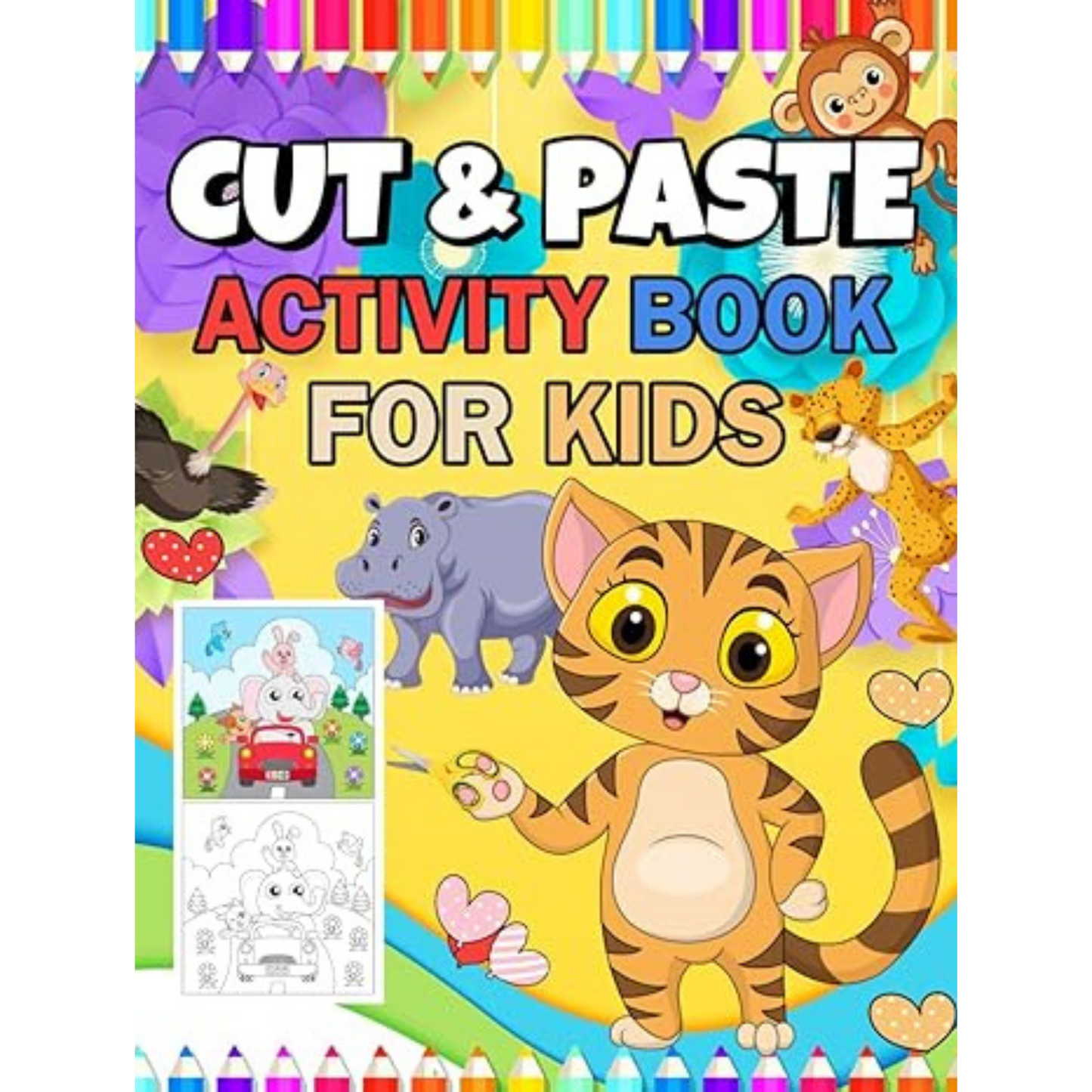 Cut & Paste Activity Book For kids: A Perfect Coloring and Cutting Kids Activity Book of Scissor Skills including Various Funny Animal Cars Truck and ... Preschool Workbook for Kids Girls & Boys) Paperback – October 5, 2023