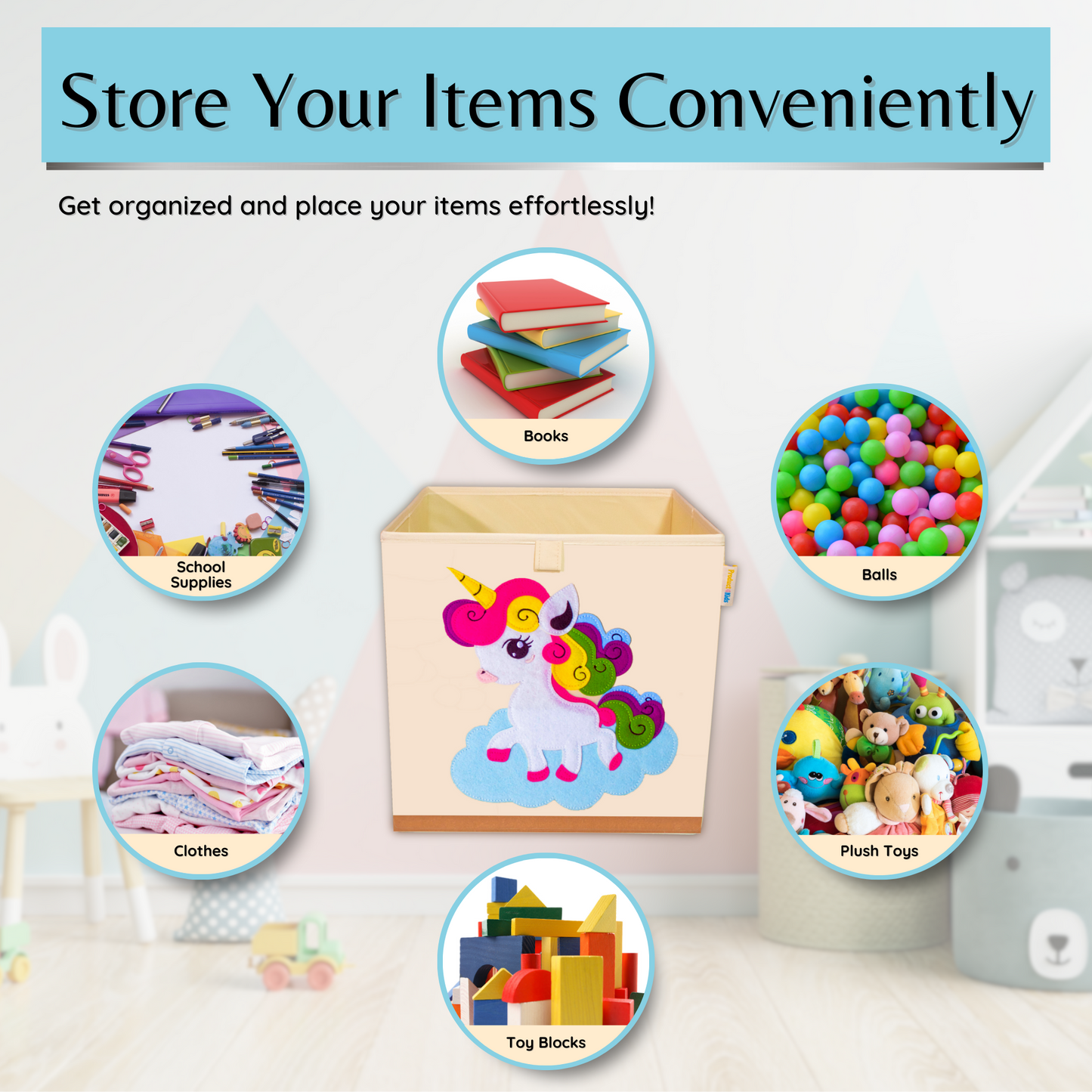 Washable Collapsible, Unicorn Toy Box Storage Organizer for Kids Nursery Foldable Toy Chest Bins for Girls 13 inch