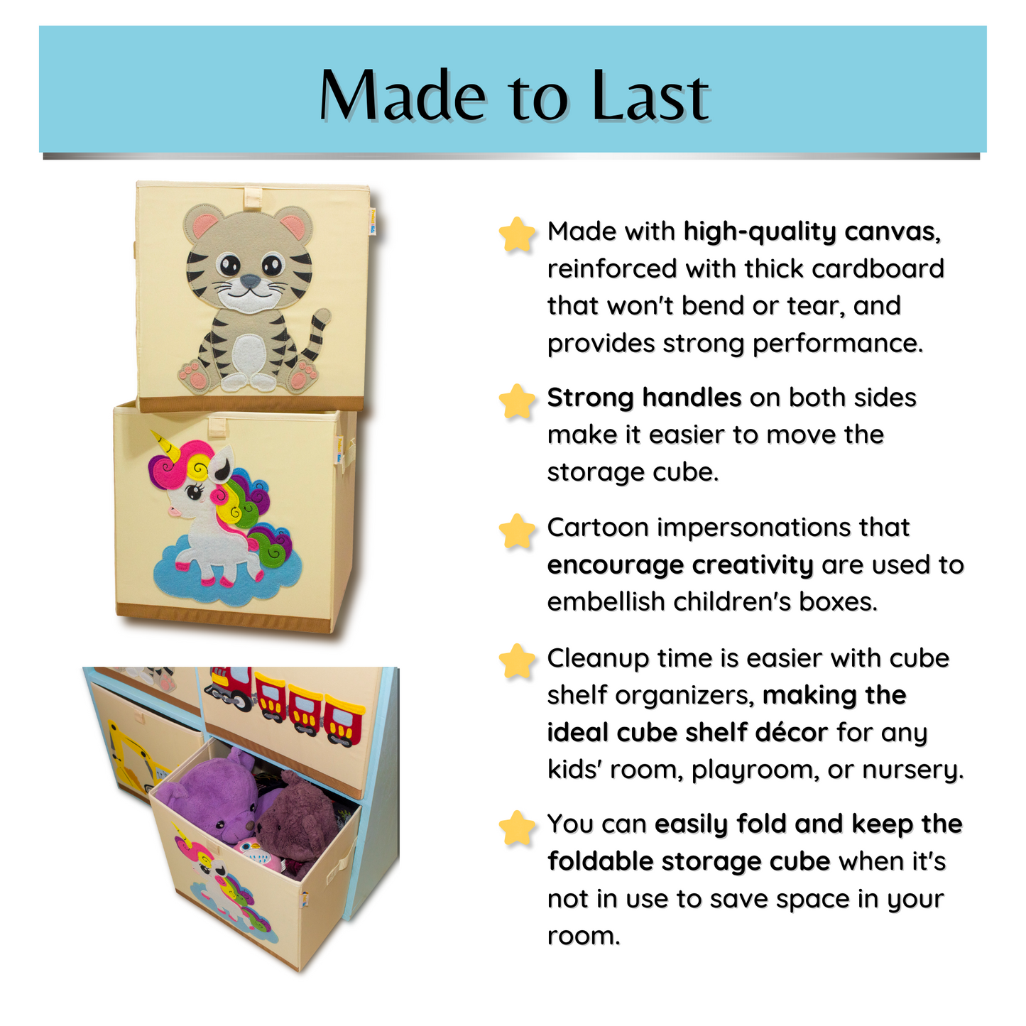 Washable Collapsible, Unicorn Toy Box Storage Organizer for Kids Nursery Foldable Toy Chest Bins for Girls 13 inch