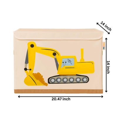 Excavator Kids Large Toy Storage Bin 20x14 – Foldable Washable Canvas Organizer for Playroom, Nursery