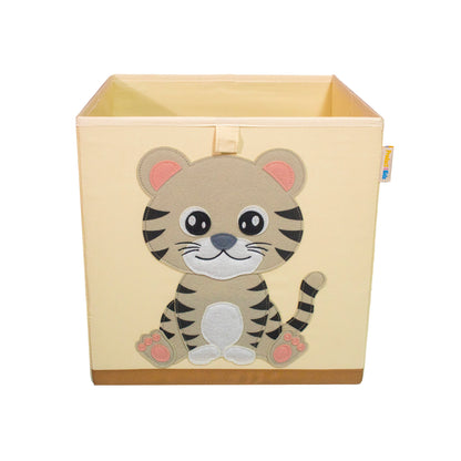 Product 4 Kids Collapsible Toy Storage Bin, Fabric Toy Box/Chest/Organizer, Safari Animal Nursery Cube, 13 Inch Storage Bin Tiger Cub